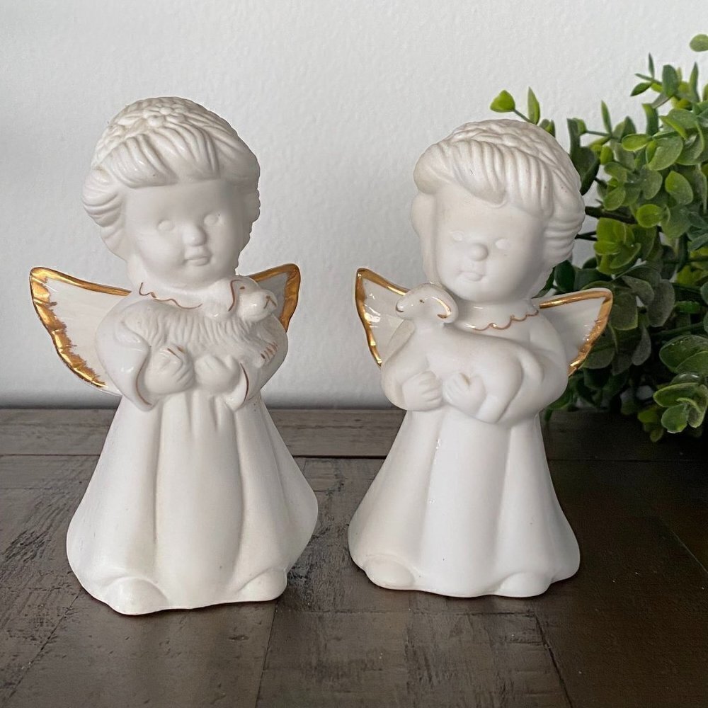 Giftco Inc Porcelain Angel Bell with Lamb and Dog - Set of 2